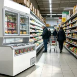 Dual-Temp All Frozen Combi Merchandiser 2 Door Upper Display Freezer With Sliding Base Cabinet for Supermarket Frozen Food