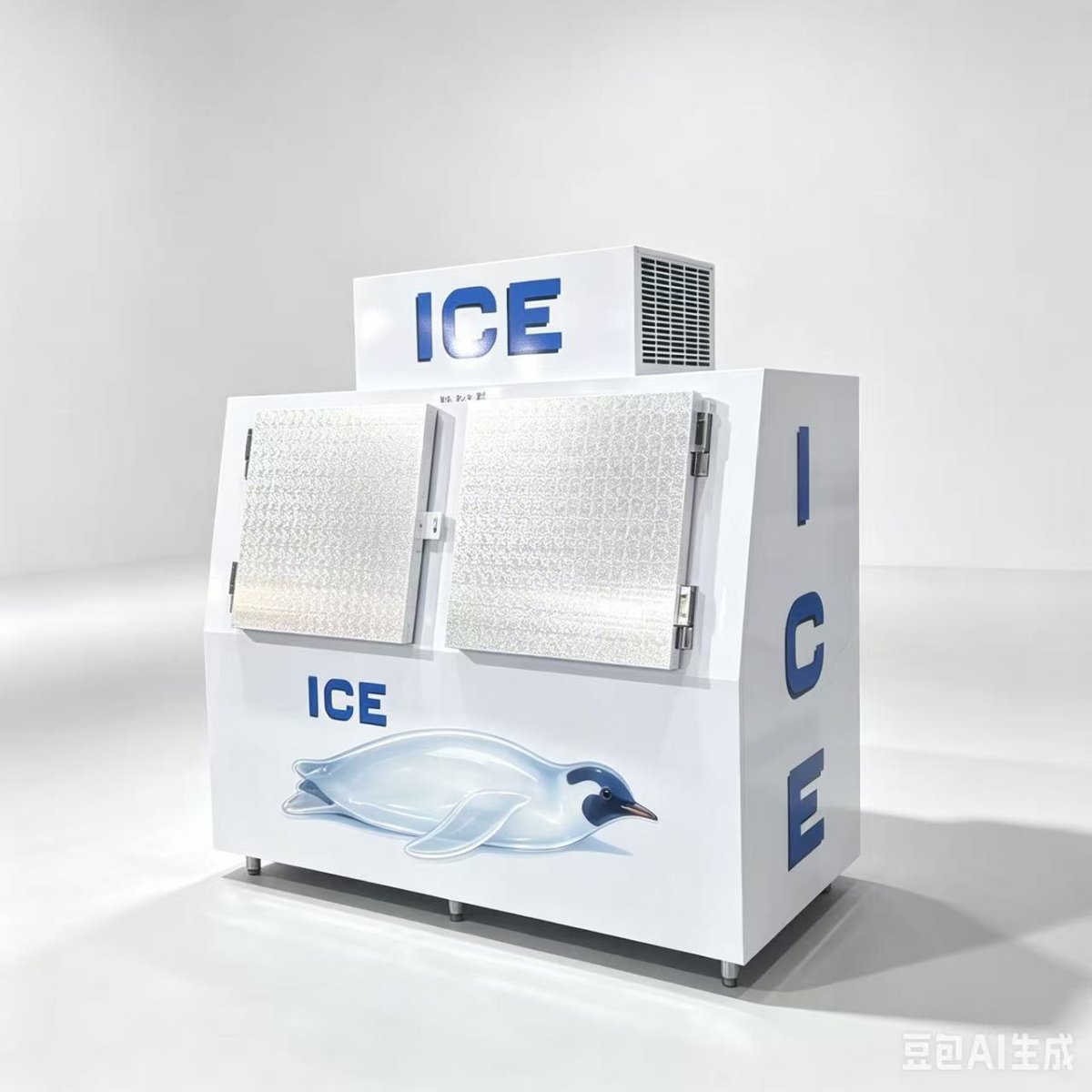 Outdoor Vertical Bagged Ice Merchandiser Double Lockable Door Upright Ice Storage Freezer with Custom Brand Stickers