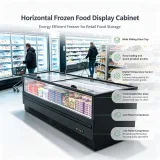 Commercial Modular Island Freezer Supermarket Curved Glass Display Deep Freezer