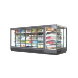 Octagonal Bevel Open Air Curtain Refrigerator Panoramic Display Cooler for Supermarket
