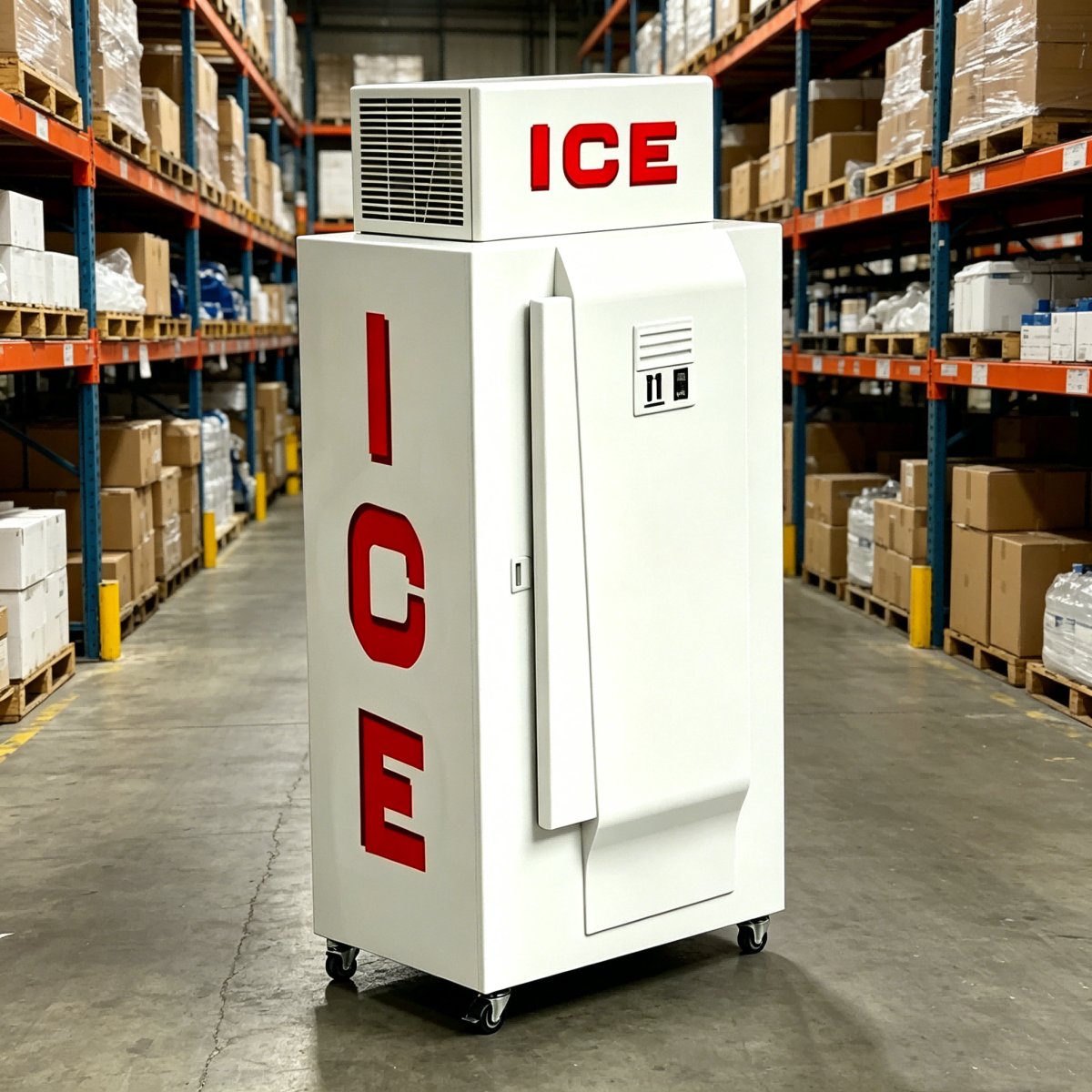L-Portable Upright Ice Merchandiser Freezer, Secure Lock Design Bagged Ice Storage Freezer for Outdoor Use
