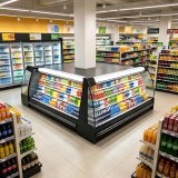 Food Grade Stainless Steel Cooler Auto Defrost Island Display Chiller for Fresh Food Display