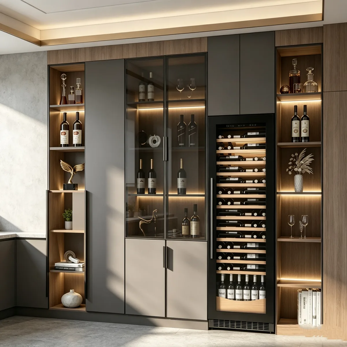 L- Anti-oxidation Wine Display Cooler Stainless Steel Frame Commercial Wine Cabinet