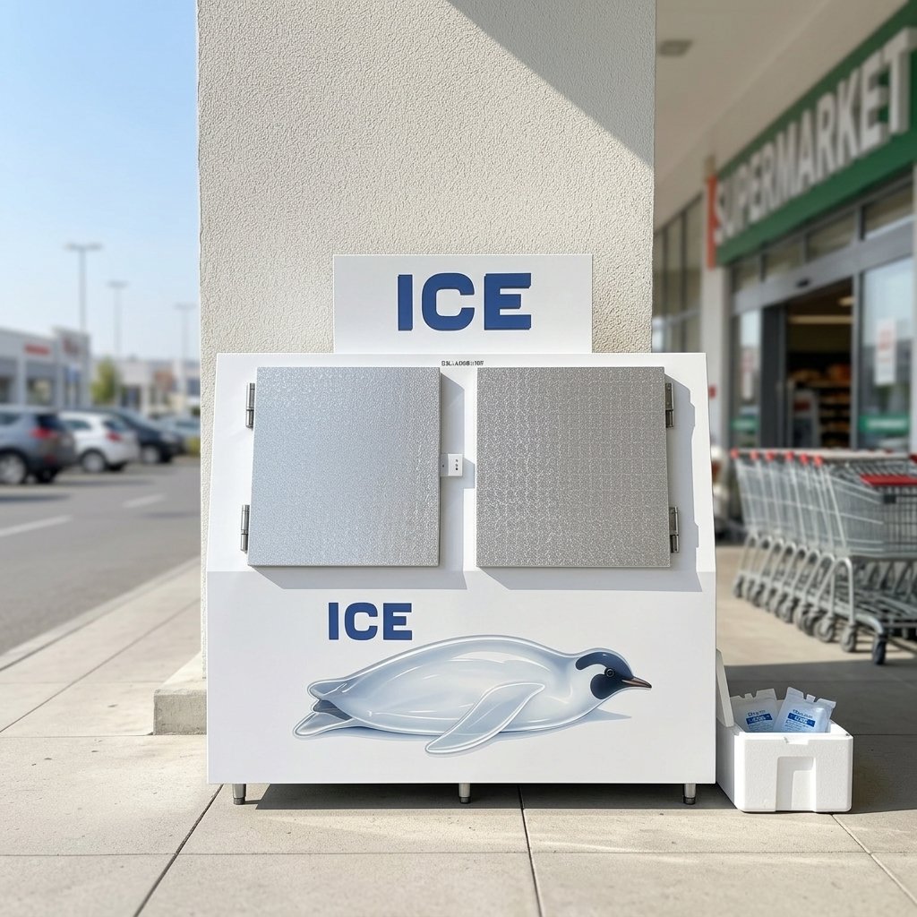 Outdoor Vertical Bagged Ice Merchandiser Double Lockable Door Upright Ice Storage Freezer with Custom Brand Stickers