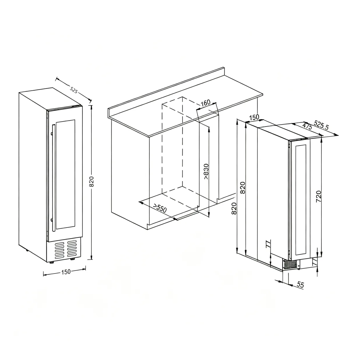 L-Slim Freestanding Wine Refrigerator Small Vertical Wine Chiller Constant Temperature Home Wine Cabinet