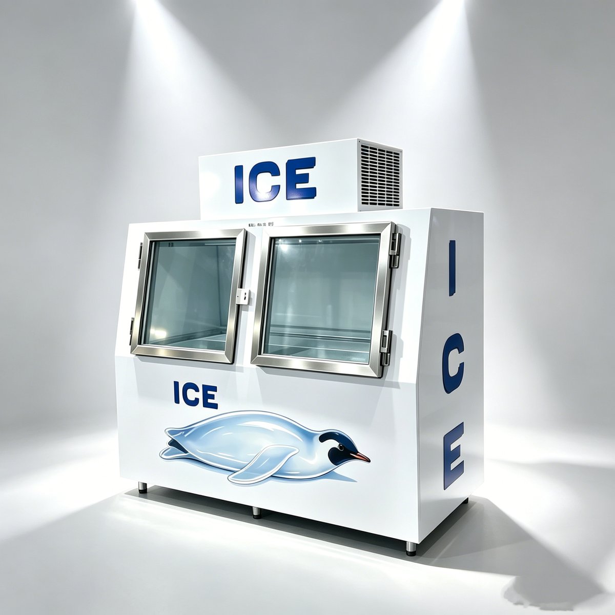 L-Commercial Ice Keep Freezer Horizontal Ice Storage Refrigerator for Storing Cube Ice Packed Ice in Gas Station