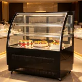 Hotel Buffet Dessert Display Refrigerator Commercial Curved Glass Cake Showcase