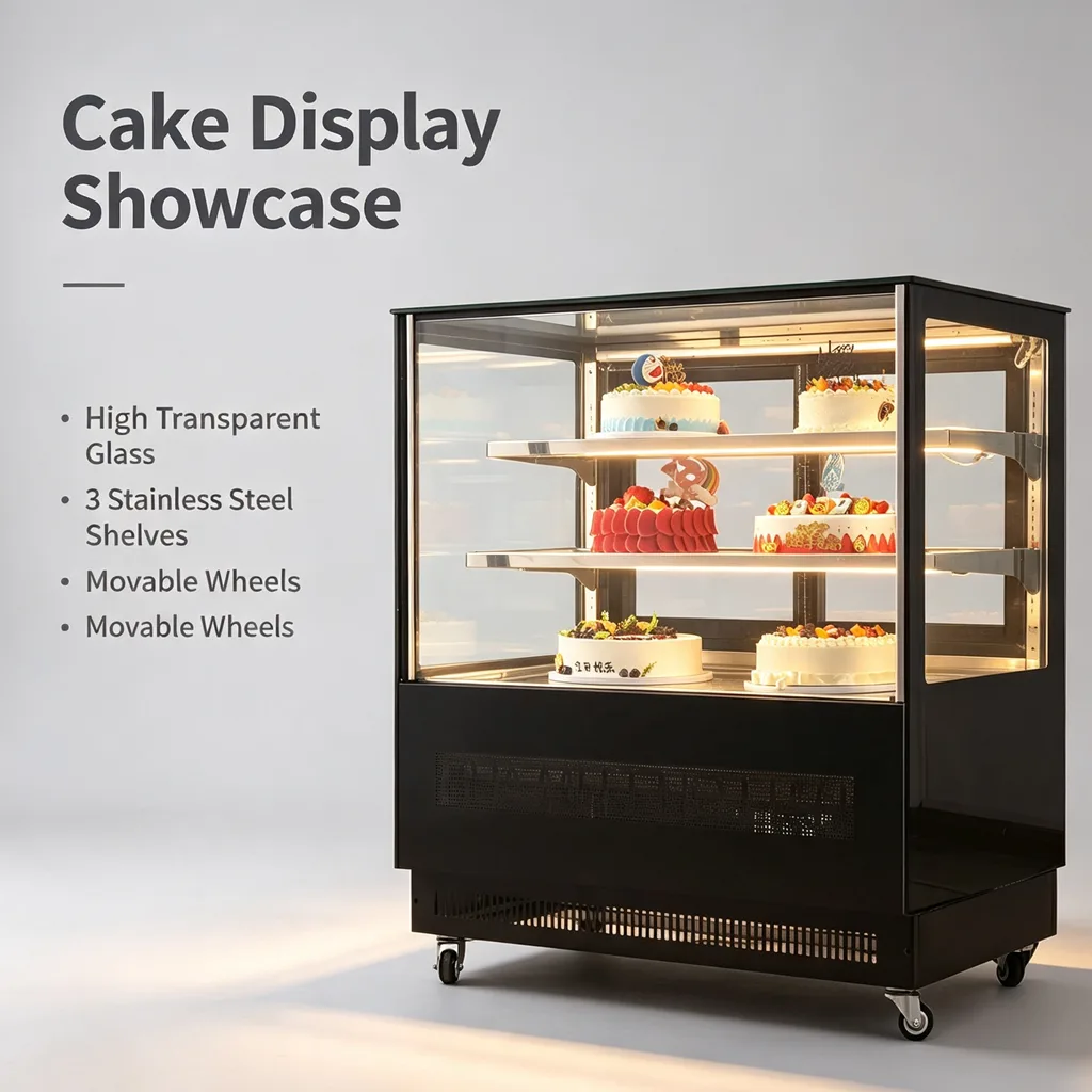 3 Layers Cake Showcase Refrigerator Front Rear Access Dessert Display Cooler For Cafe