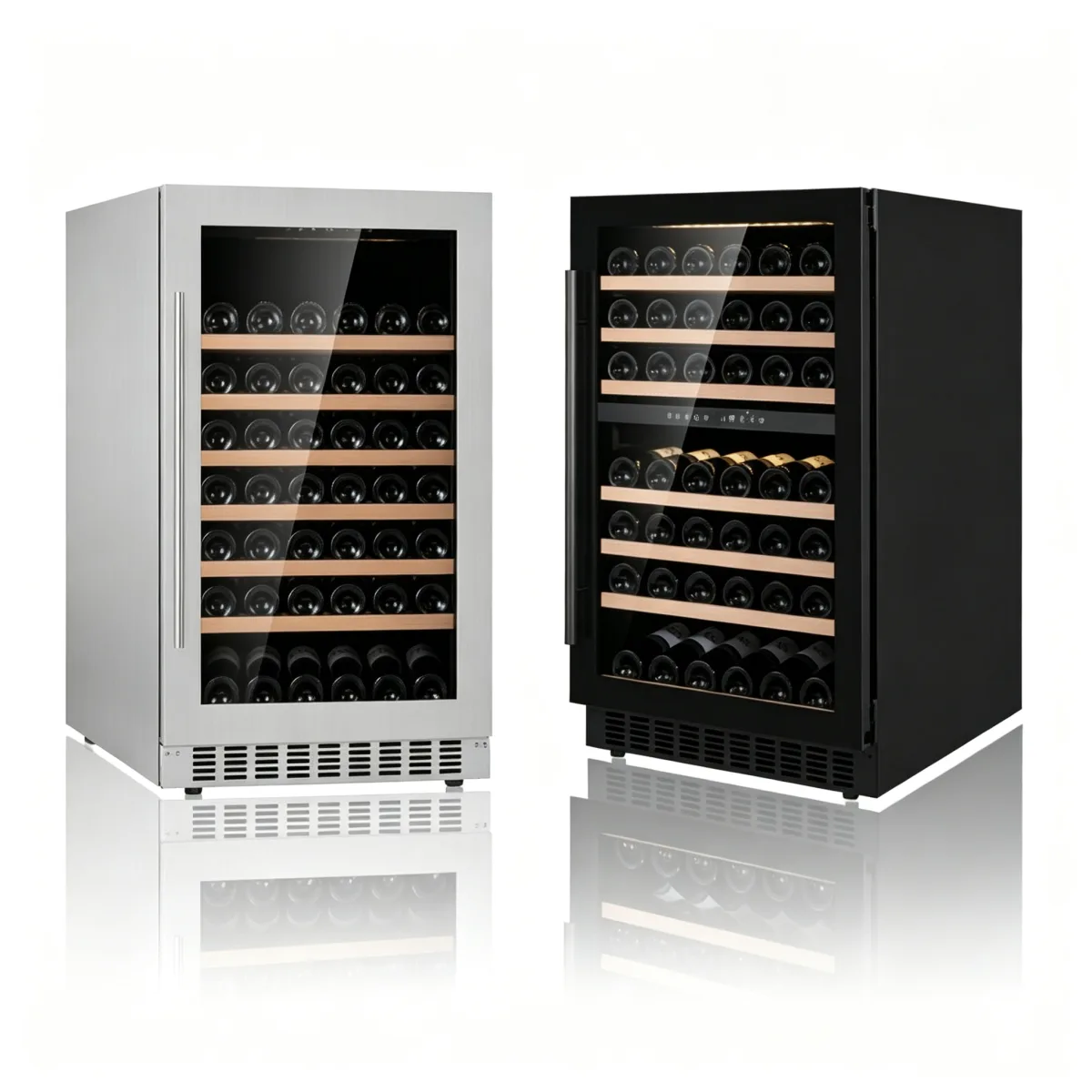 L-  Freestanding & Built-in Dual Use Wine Cooler Low Noise Narrow Vertical Wine Storage Fridge for Villa