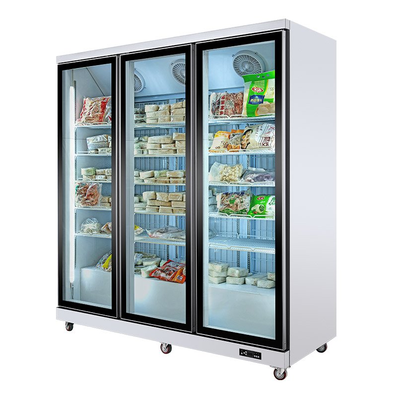 Supermarket Frozen Food 3 Glass Door Industrial Upright Freezer
