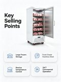 Food Grade Single Door Upright Commercial Freezer Stainless Steel Deep Freezer