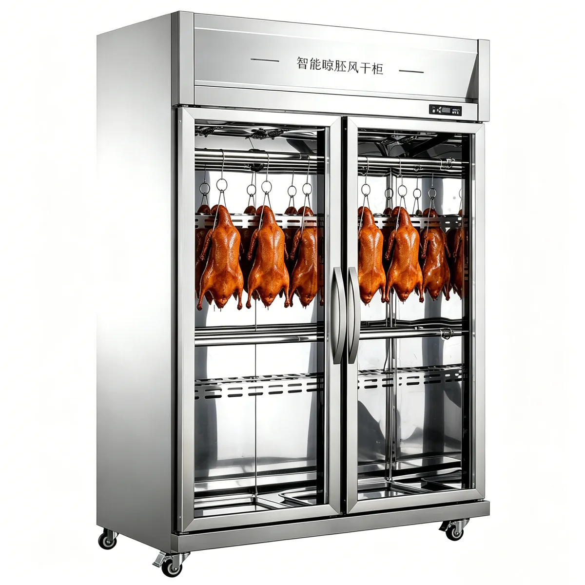 L- Double Glass Door Air Drying Showcase for Roast Duck Shop