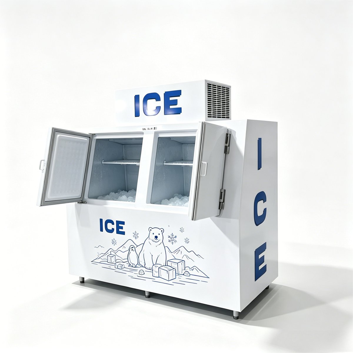C-Low Power Consumption Double Door Ice Storage Freezer Stable -18~-22 Celsius Working Temp