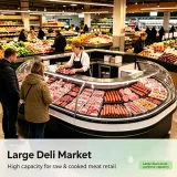 Circular Island Meat Chiller 360° Panoramic Display Fresh Meat Seafood Refrigerated Counter