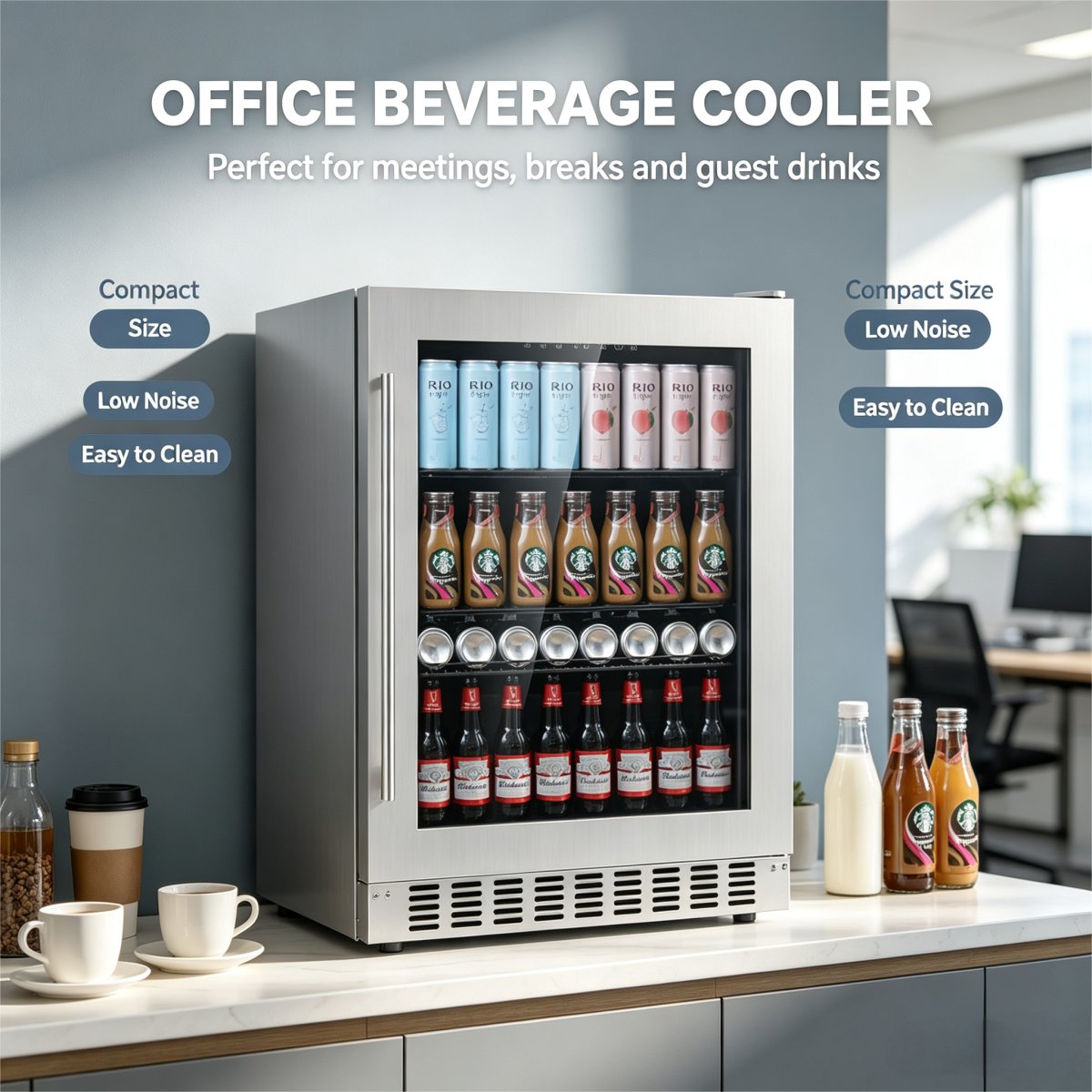 C-Household Commercial Beverage Cooler 145L Vertical Beer Display Cabinet