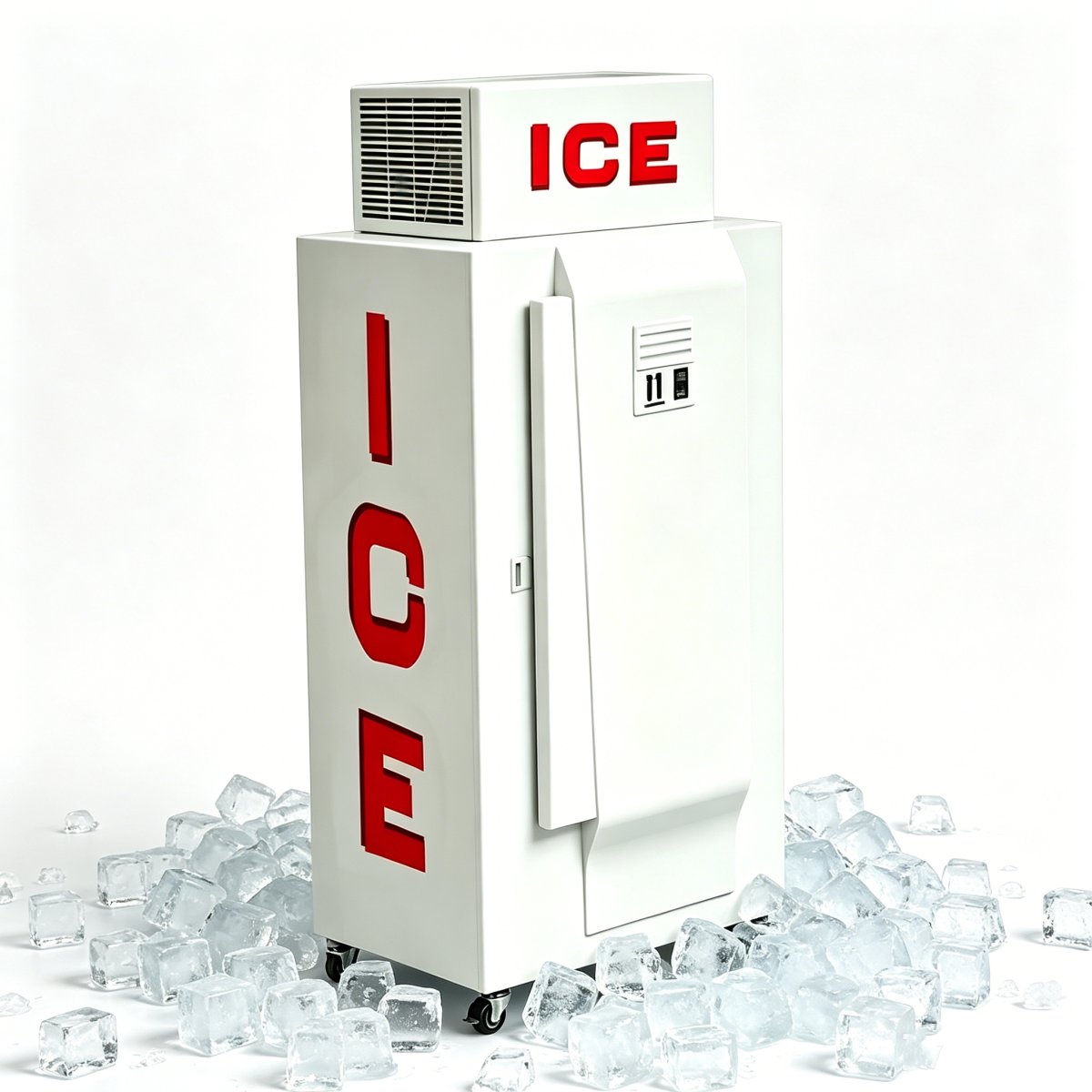 L-Stainless Steel Liner Vertical Ice Storage Freezer Portable Ice Merchandiser Freezer With Lockable Door