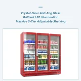 Custom Cabinet Color 3 Glass Door Beverage Refrigerator Energy Saving Compressor Vertical Display Cooler with Digital Temp Panel