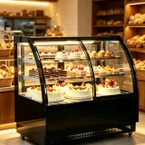 Commercial Air Cooling Pastry Display Fridge Double Access Door Cake Showcase