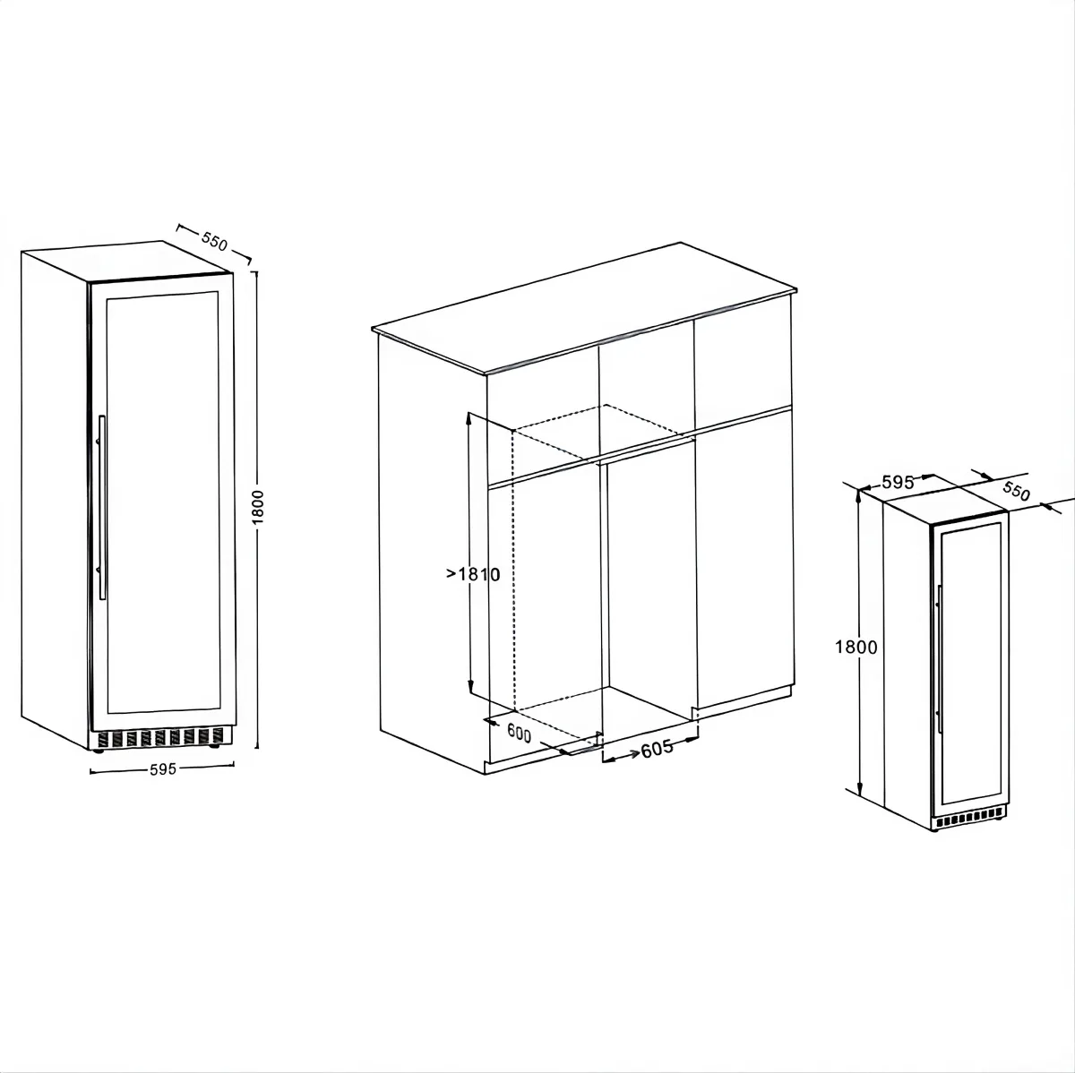 L-Luxury Narrow Wine Cabinet Digital Control UV-Free LED Commercial Wine Display Refrigerator
