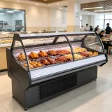 OEM Curved Glass Deli Refrigerated Display Counter Energy Saving Meat Chiller for Supermarket Deli Section