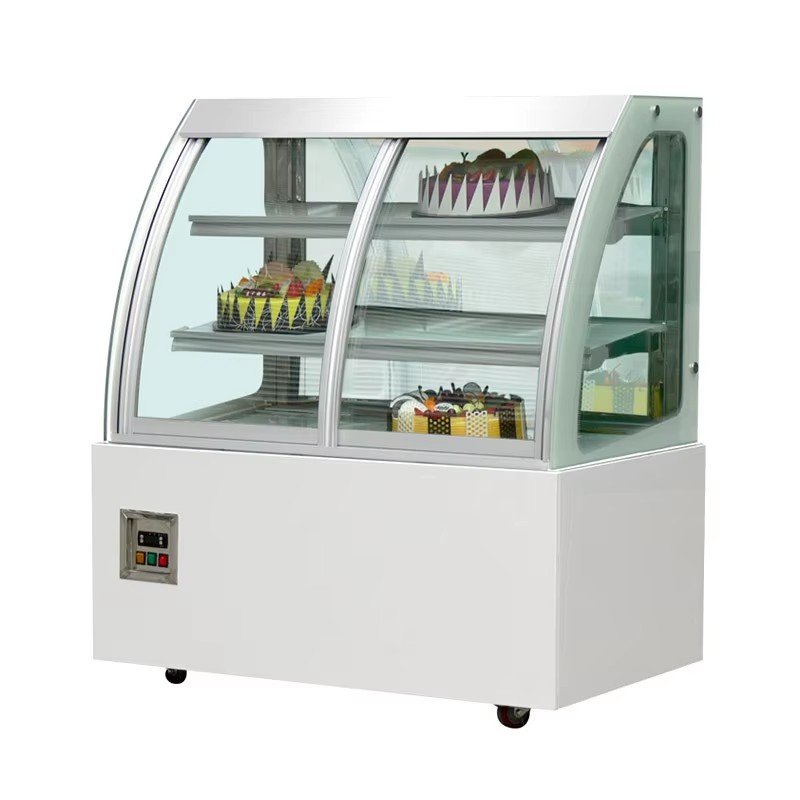 Table Top Glass Door Refrigerated Cake Display Fridge with Adjustable Multi-Tier Shelves Bakery Showcase