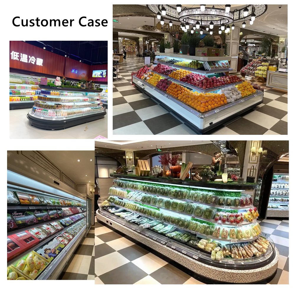Air Cooled Double Sided Commercial Display Cooler Auto Defrost Island Display Chiller for Supermarket