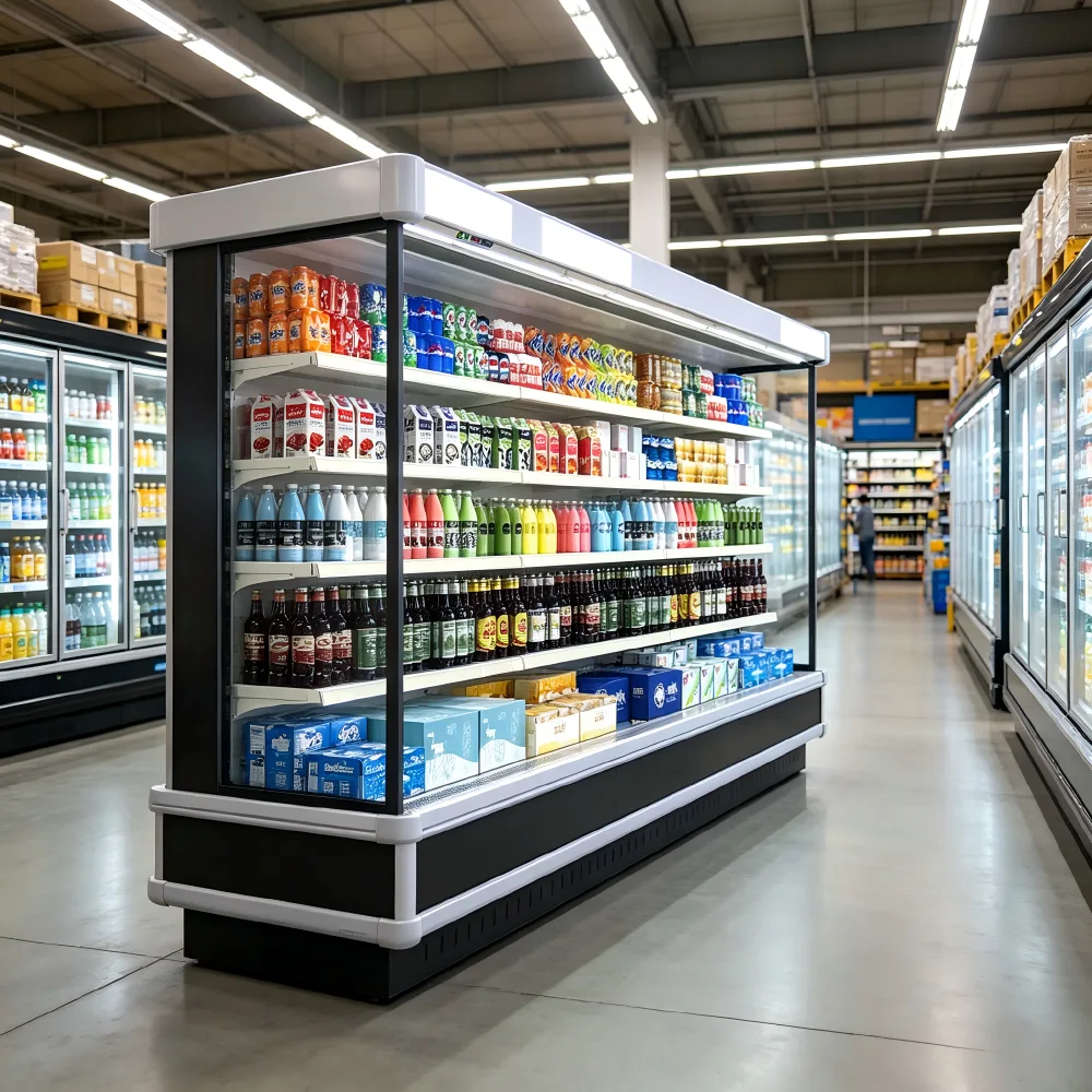 Commercial Open Fresh Meat Display Chiller Air Cooling Refrigerated Showcase for Supermarket Butcher Shop