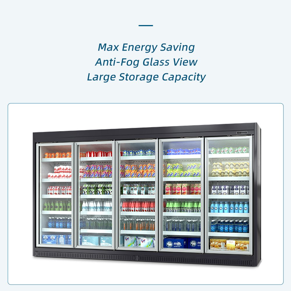 Triple Door Tempered Glass Commercial Beverage Fridge Auto Defrost Glass Door Display Chiller for Supermarket