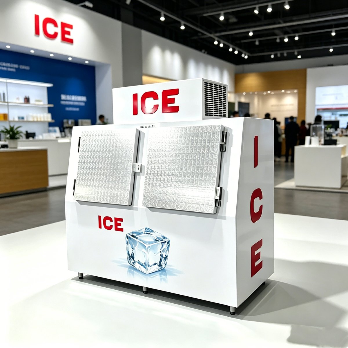 L-Commercial Ice Storage Freezer Stable Temperature Ice Holding Cabinet for Gas Station Ice Retail Business