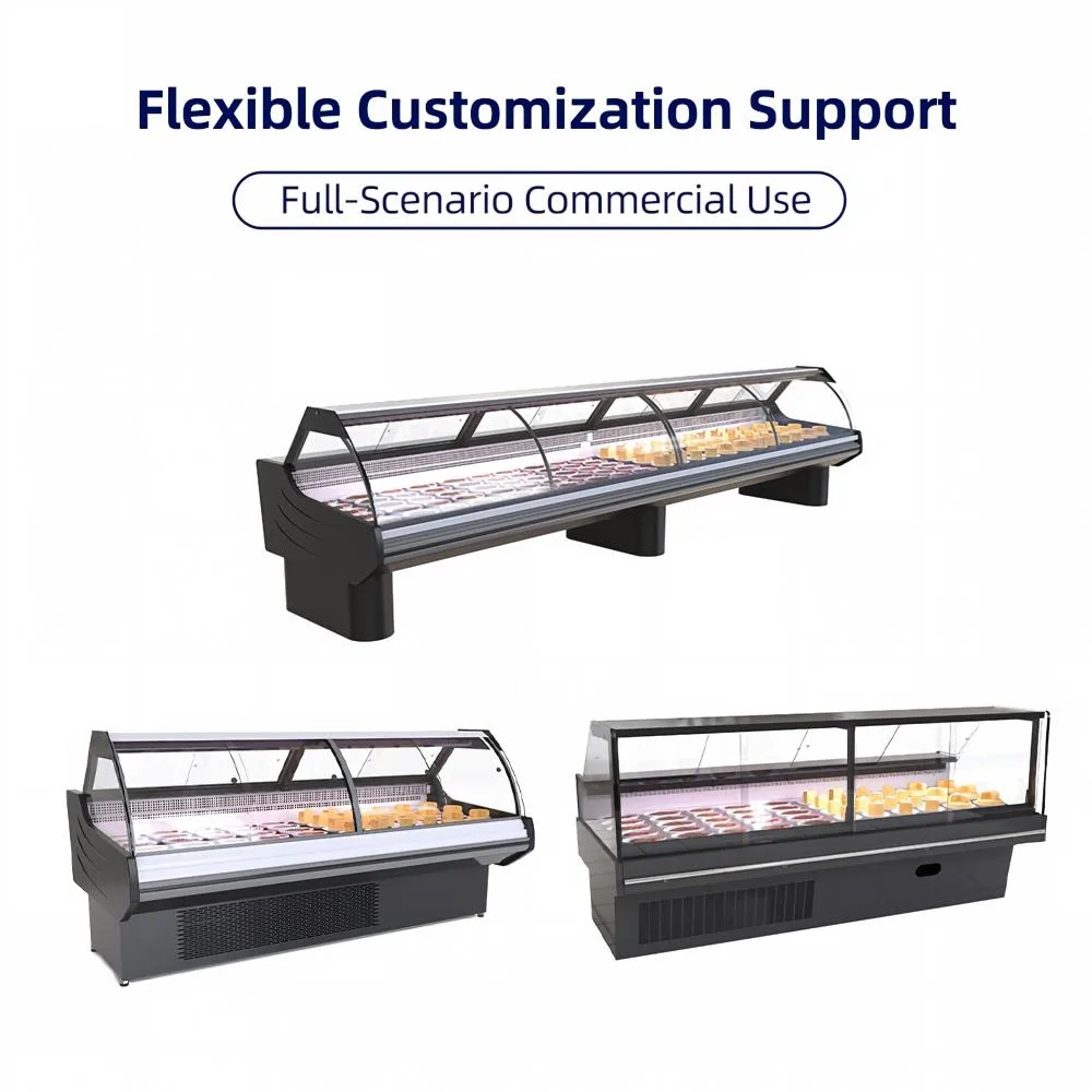 Custom Size Right Angle Deli Display Refrigerator Stainless Steel Food Showcase OEM for Chain Grocery Store