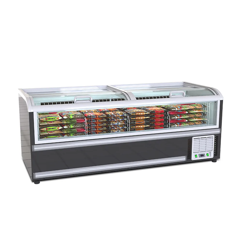 Single Independent Commercial Display Freezer Custom White Grey Black Color Side Glass Chest Freezer for Chain Supermarket