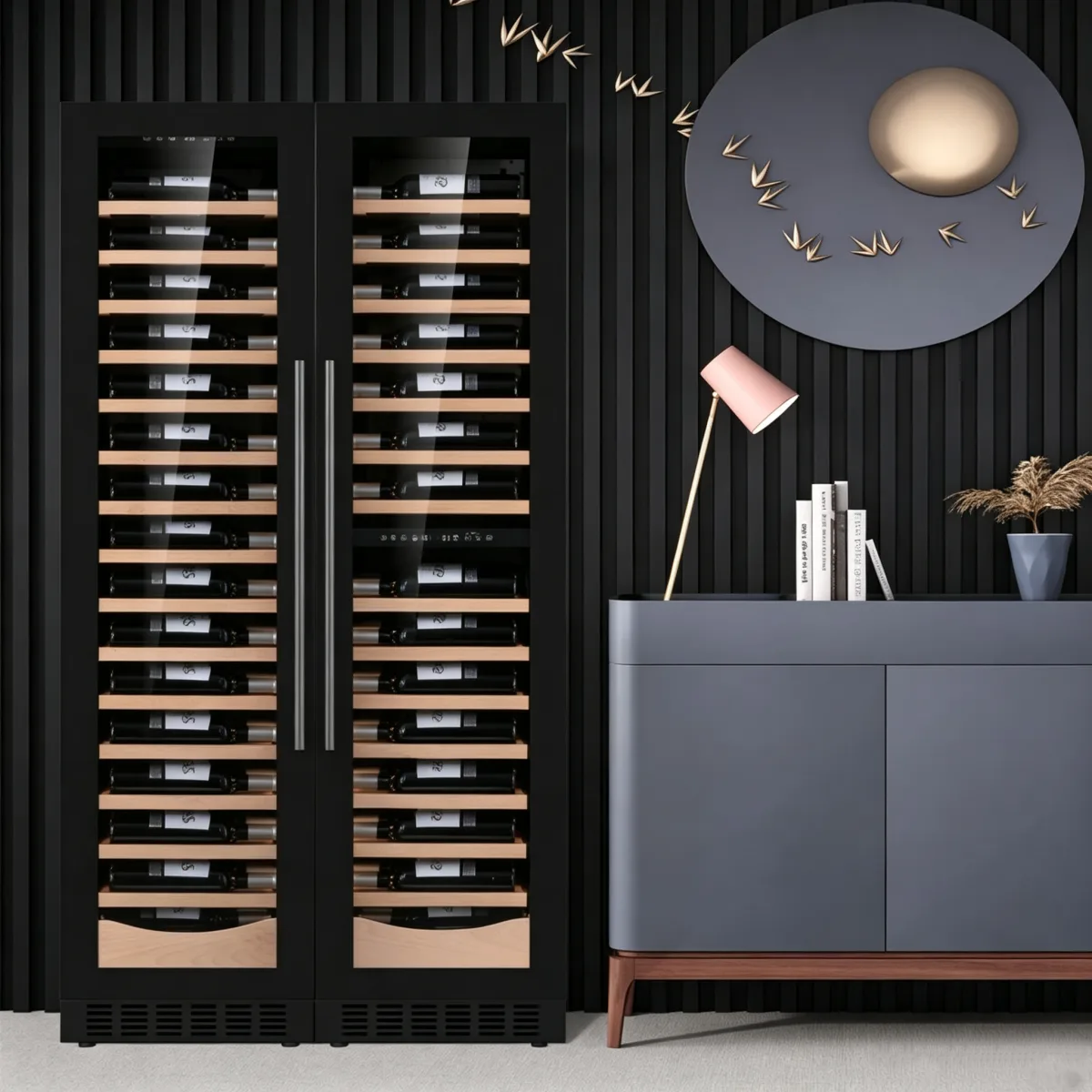 L-  Air Cooling Wine Cooler Temperature Memory Door Open Alarm Single Glass Door Vertical Wine Fridge