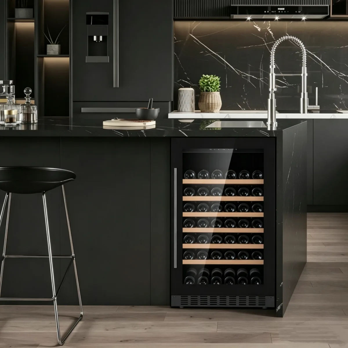 L-  Freestanding & Built-in Dual Use Wine Cooler Low Noise Narrow Vertical Wine Storage Fridge for Villa