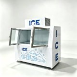 C-Commercial Visible Glass Ice Storage Freezer Mobile Wheeled Ice Freezer for Milk Tea Bar