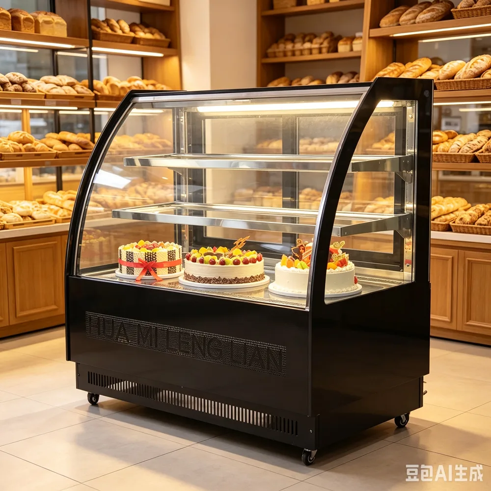 Cake Display Showcase Stainless Steel Interior Commercial Cooling Cabinet