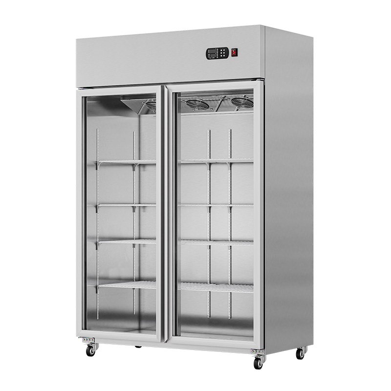 refrigeration and freezing stainless steel gone glass door transparent light commercial kitchen refrigerator
