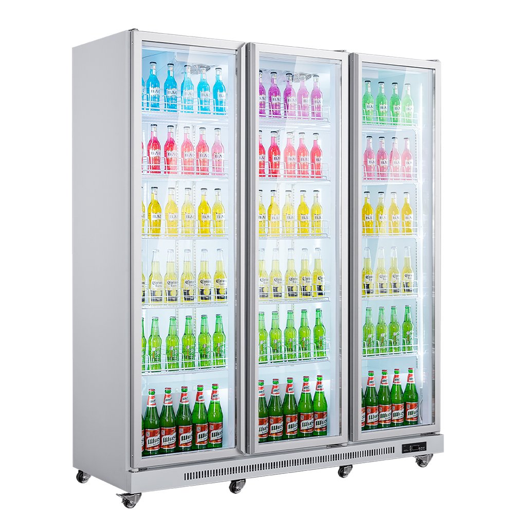 Beverage Display Cooler Refrigerator Commercial Double-Door Fridge for Water and Drinks