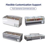 White Curved Glass Top Island Freezer Commercial Display Chest Freezer