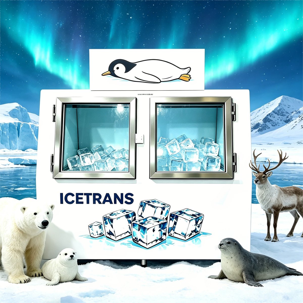 G-ICETRANS Double Glass Door Commercial Ice Storage Freezer