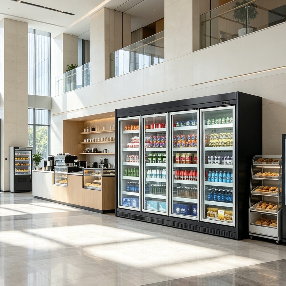 Extra Large Capacity Display Refrigerator LED Lighting Upright Refrigerated Showcase for Grocery Store