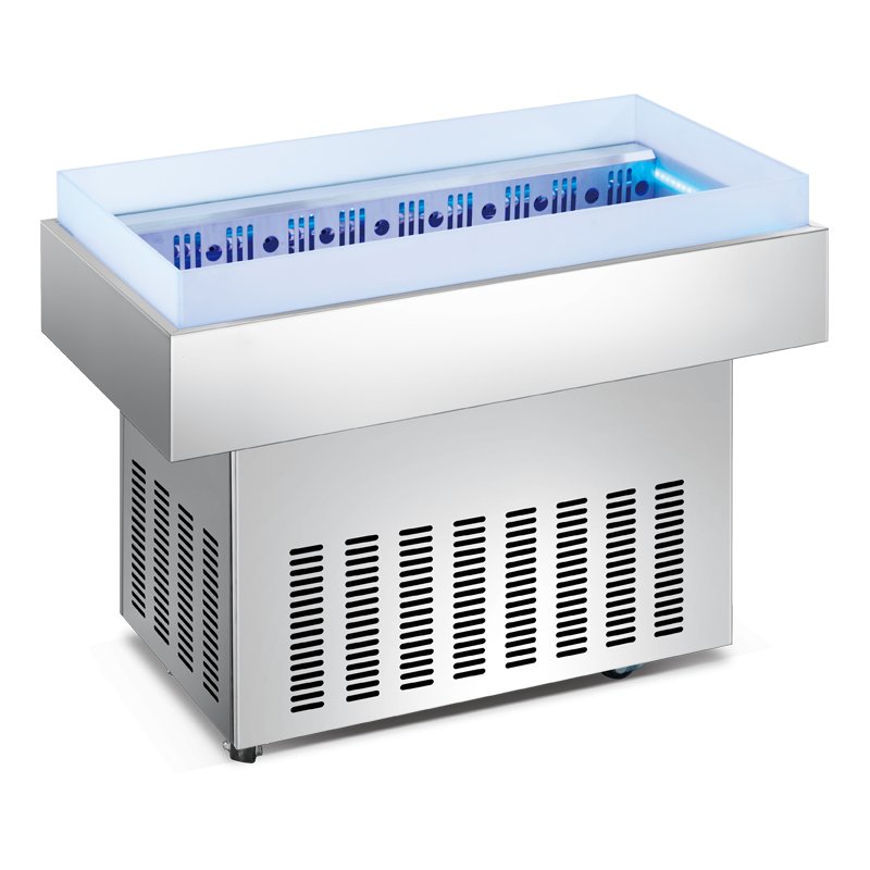 Commercial Open Showcase Cooler Stainless Steel Ice Display Freezer Table
