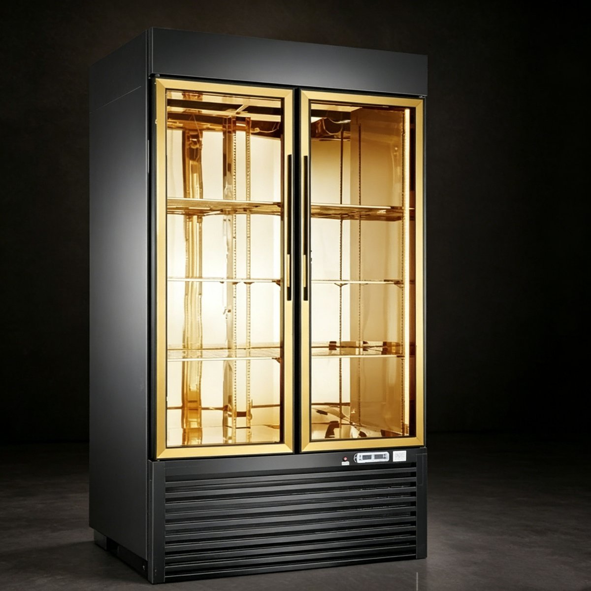 L-Commercial Double Glass Door Meat Display Refrigerator Gold Frame Constant Temperature Beef Dry Aging Fridge