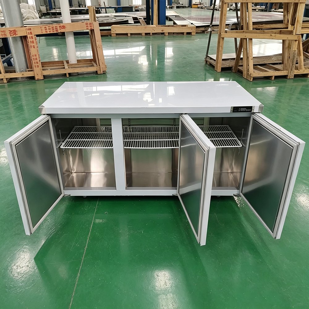 3 Door Stainless Steel Under Counter Refrigerator Commercial Worktop Fridge