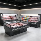 Commercial Fresh Meat Display Chiller Stainless Steel Refrigerated Meat Counter for Supermarket Butchery
