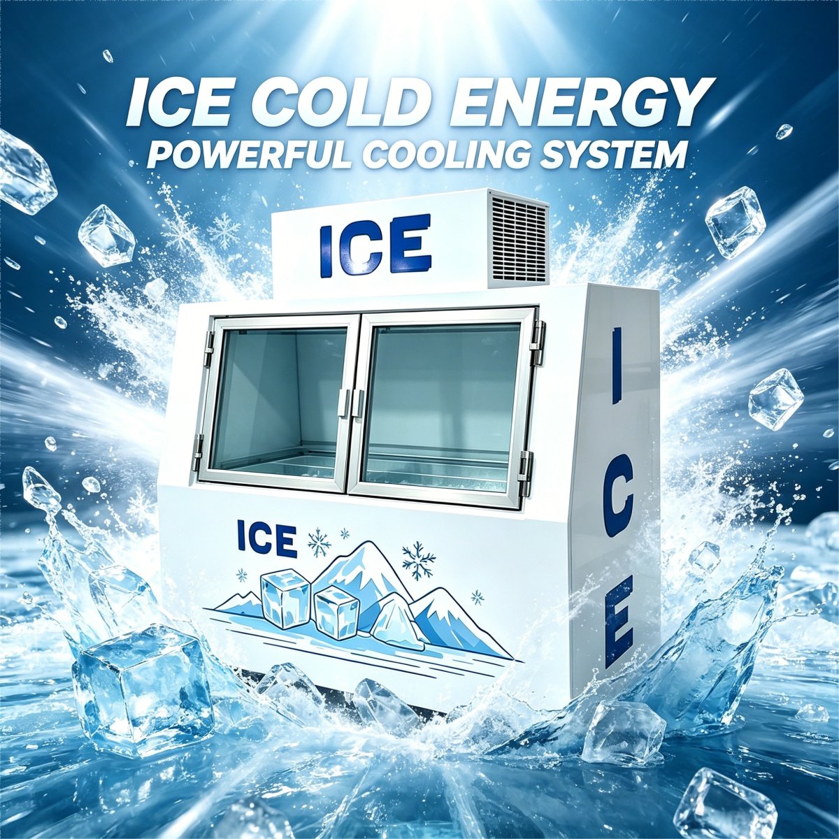 C-Fast Cooling Anti-Rust Double Door Ice Storage Freezer Digital Thermostat for Supermarket Retail