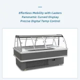 Commercial Mobile Deli Cooler Digital Temp Control Tempered Glass Cooked Food Refrigerated Display Cabinet