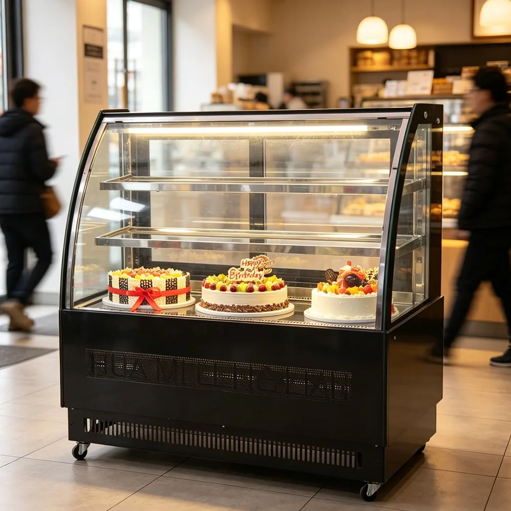 Energy Saving Commercial Cake Showcase Low Noise Refrigerated Pastry Display Cabinet