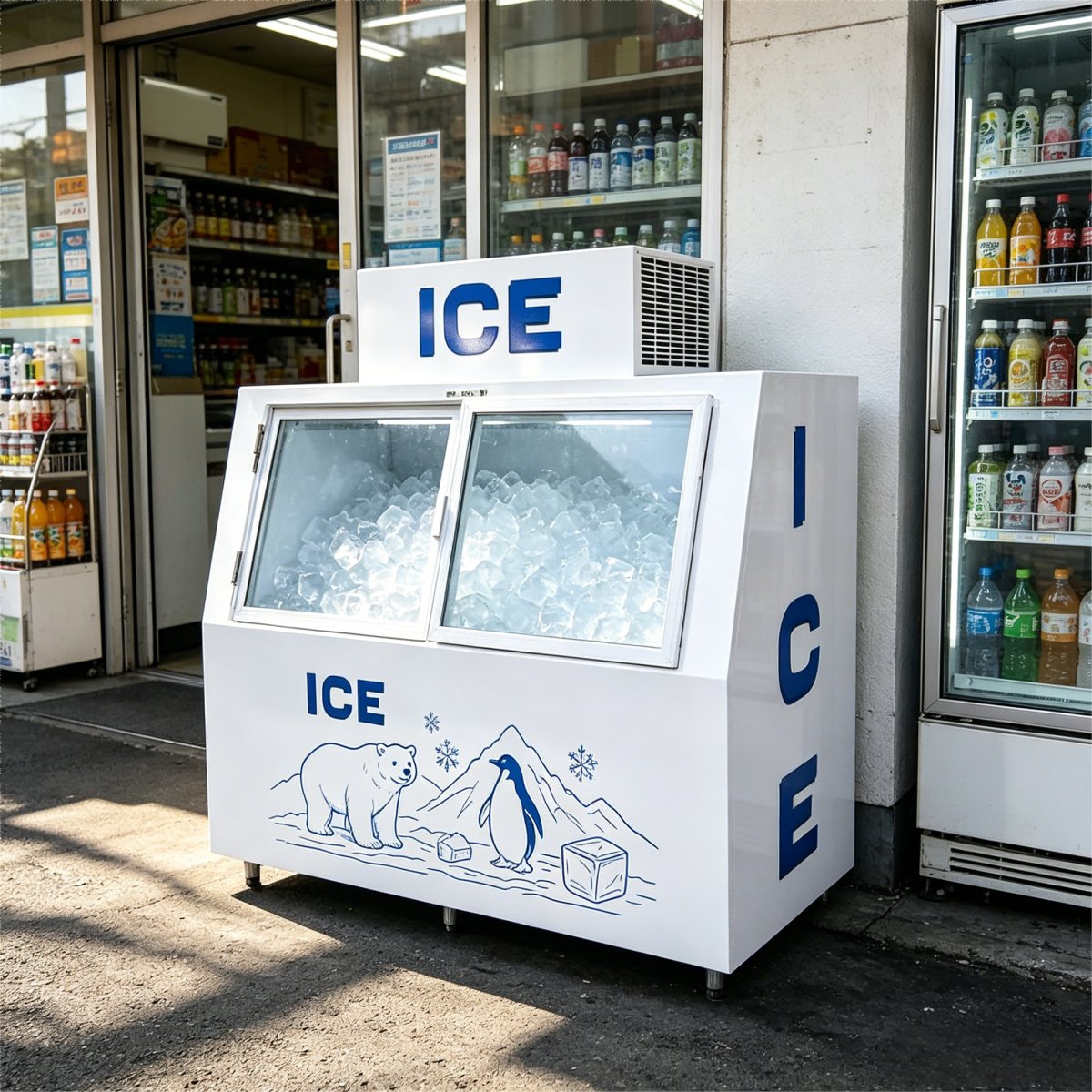 C-Fast Cooling Anti-Rust Double Door Ice Storage Freezer Digital Thermostat for Supermarket Retail