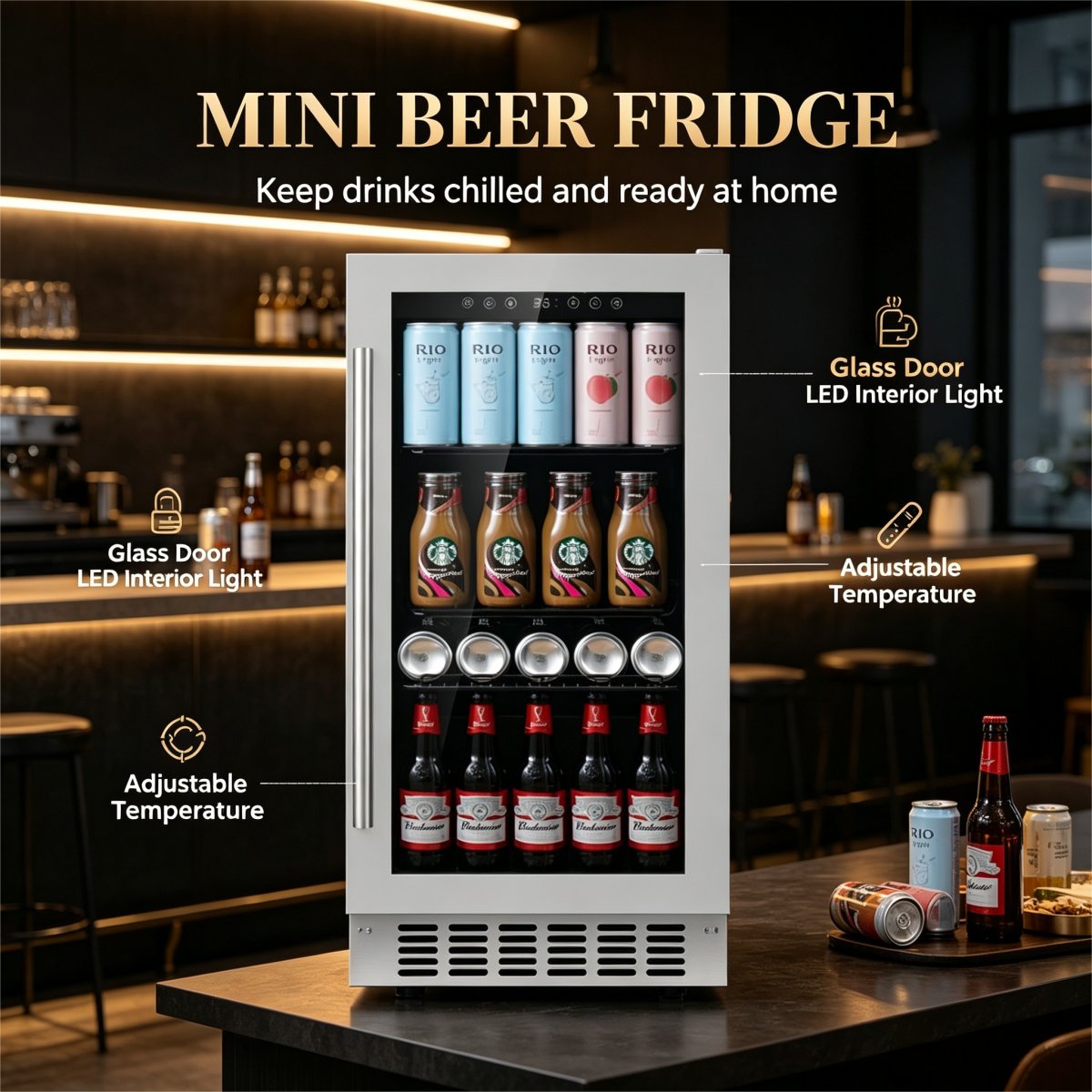 C-Small Capacity 85L Beer Refrigerator Glass Door Drinks Display Cabinet