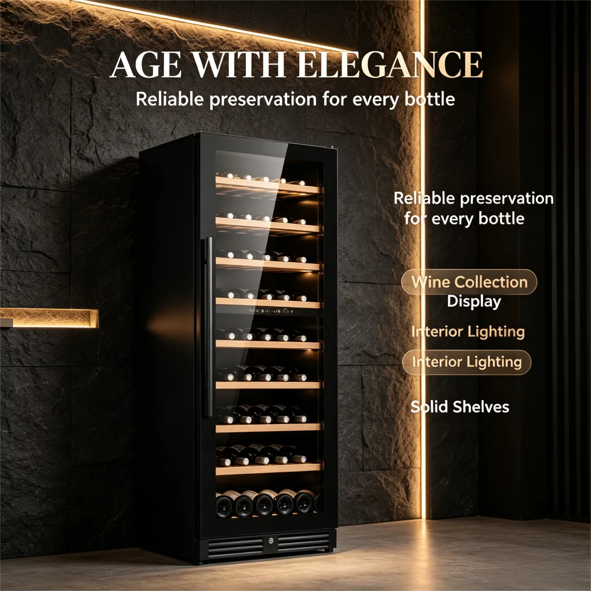 C-Dual Use Freestanding Embedded Wine Cooler 275L Temp 5 to 20 Degrees